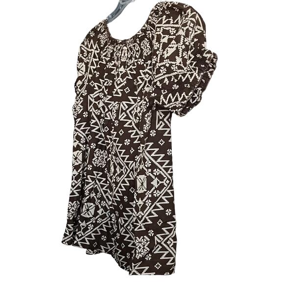 NINE WEST VINTAGE AMERICA V.A.C. SHORT SLV PULL-OVER BLOUSE, WOMENS, S-BRN/WHITE - Picture 6 of 12